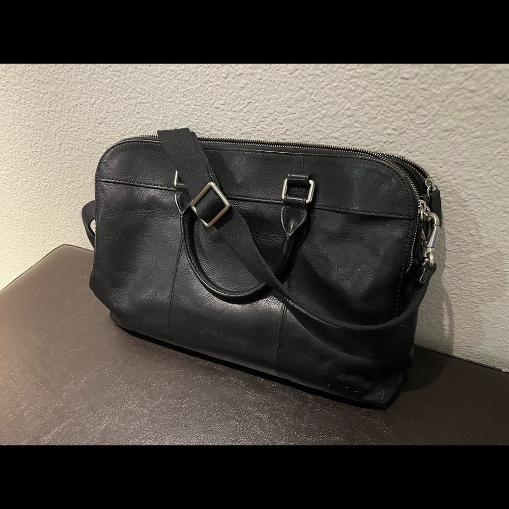 Black Fossil Leather Computer Bag